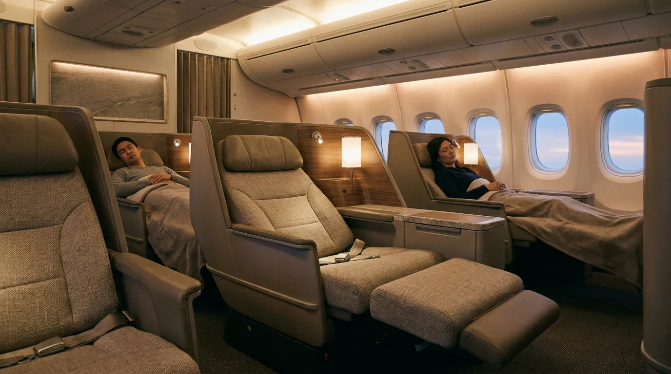 A premium cabin on a transatlantic aircraft