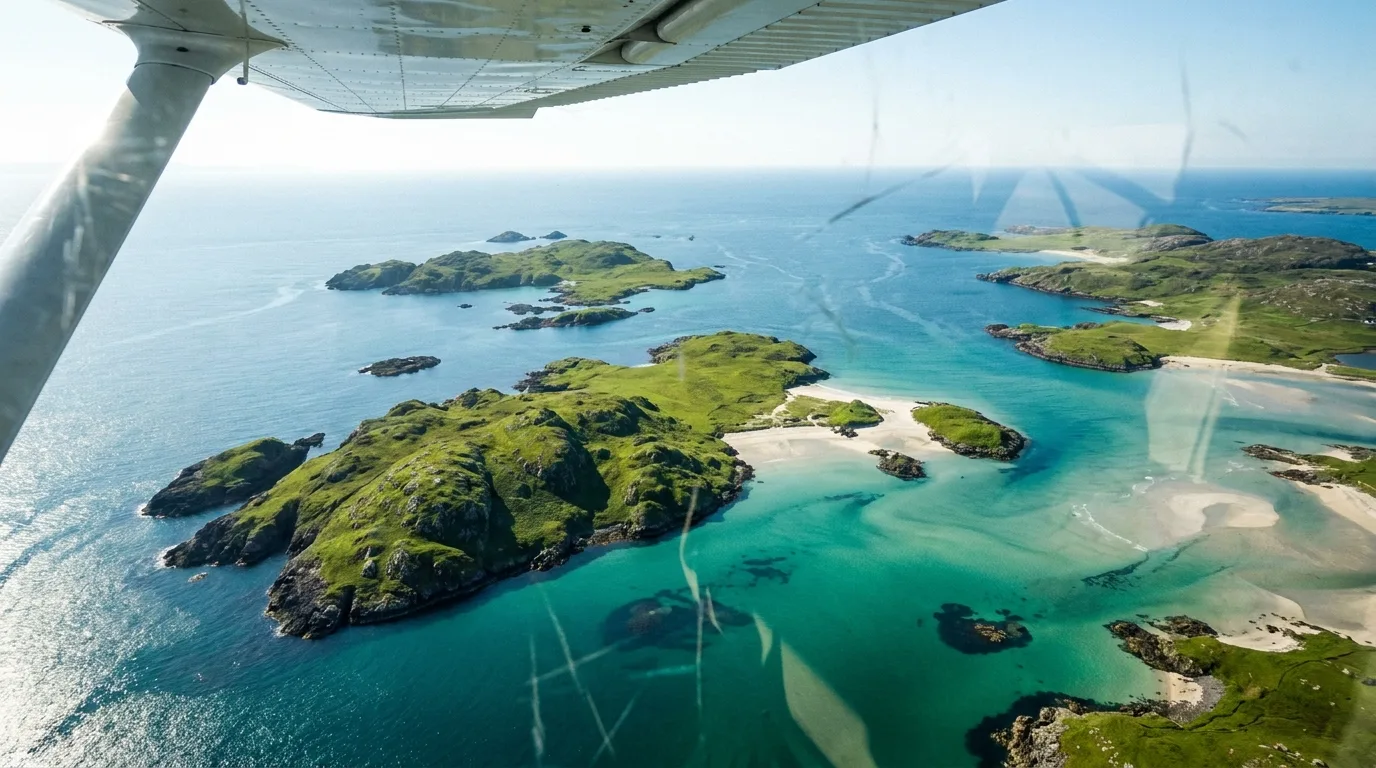 A Loganair aircraft above the Hebrides